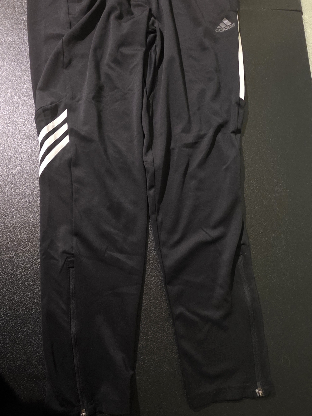 Adidas Men's Black Training Track Pants with White Stripes